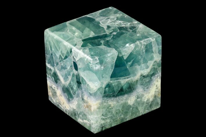 Polished Purple and Green Fluorite Cube - Mexico #153385